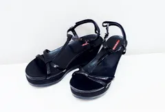 【202609】PRADA SPORTS プラダスポーツ  ストラップ　サンダル　ウェッジソール *スレあり  39.5 ブラック