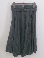 ◇ COCODEAL ココディール ストライプ 膝下丈 フレア スカート サイズ2 ダークグレー系 レディース P  【中古】 【1211230007724】