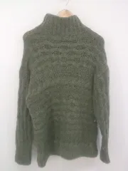 ◇ LA PEAU DE GEM. ラポドゥジェム ハイネック ウール ケーブルニット 長袖 セーター サイズ F グリーン系 レディース P  【中古】 【1211290001557】