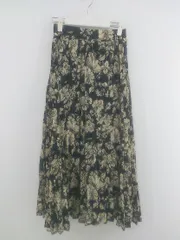 ◇ titivate ティティベイト 花柄 ロング プリーツ スカート サイズM ブラック ベージュ系 レディース P  【中古】 【1211280007620】