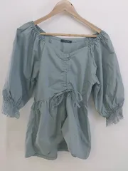 ◇ AS KNOW AS PINKY アズノゥアズピンキー レース 七分袖 ブラウス カットソー ブルー レディース P  【中古】 【1211300003946】