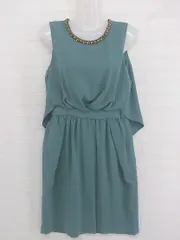 ◇ Aimer Acret エメ ビーズ ノースリーブ 膝丈 ワンピース グリーン レディース P  【中古】 【1211300002505】
