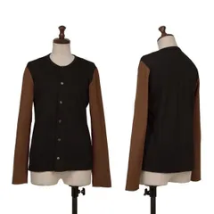 トリココムデギャルソンtricot COMME des GARCONS リブ切替ウールニットカーディガン 黒茶M位