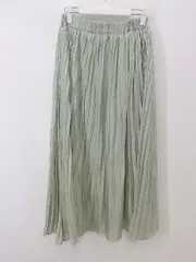 ◇ apres jour mignon サテン調 ロング プリーツ スカート サイズF グリーン系 レディース P  【中古】 【1212010002601】