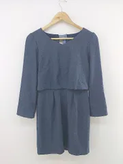 ◇ PROPORTION BODY DRESSING レースドッキング 長袖 ミニ ワンピース サイズ3 ネイビー ホワイト系 ブルー系 レディース P  【中古】 【1212010000812】