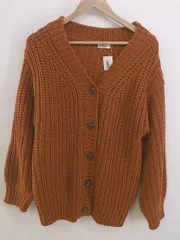 ◇ apres jour mignon Vネック 長袖 ニット カーディガン サイズF オレンジ系 ベージュ系 レディース P  【中古】 【1212020003070】