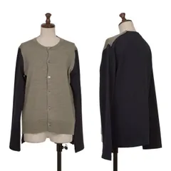 コムコム コムデギャルソンCOMME des GARCONS 染め異素材切替ニットカーディガン 紺グレーM