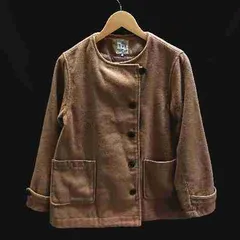 ◇ SM2 サマンサ モスモス ノーカラー ポケット シンプル 長袖 コート アウター サイズF ライトベージュ レディース E  【1212020009041】