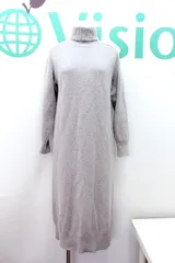 【197616】ESTNATION エストネーション  バックボタン ニットワンピース グレージュ系