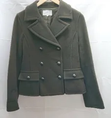 ◇ any FAM エニィファム シンプル ショート丈 ウール混 長袖 Pコート サイズ3 カーキ レディース E  【1212020013277】