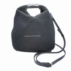美品 21年 エムエムシックス メゾンマルジェラ MM6 Maison Margiela Japanese ジャパニーズ ナノ メッシュ ショルダーバッグ ハンドバッグ ステッチ ポーチ S54WD0106 黒 ブラック ユニセックス レディース メンズ