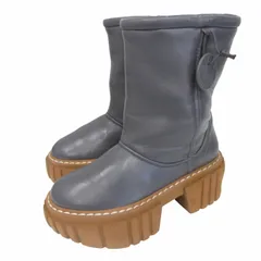 ステラマッカートニー STELLA McCARTNEY エミリー EMILIE Teddy Boots ショートブーツ ボア 厚底 プラットフォーム グレー 37 24cm IBO68