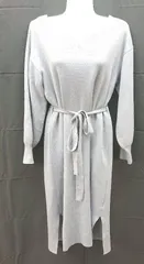 ◇ ◎ ViS Vネック、ウエスト絞りあり 長袖 ロング ワンピース サイズF ブルー レディース E  【1212020020169】