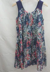 ◇ ◎ BARNEYS NEW YORK バーニーズ ニューヨーク 花柄、シアー素材 ミニ ワンピース 表記なし ブルー/マルチ レディース E  【1212020016490】