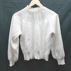 ◇ one after another NICE CLAUP 水玉 ドット ハイネック 切替 長袖 ニット セーター サイズF アイボリー レディース E  【1212020032414】