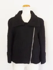 【187025】MACPHEE マカフィー  ツイード　ライダース風　ジャケット　アルパカ混  38 ブラック