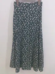 ◇ ROPE PICNIC ロペピクニック 花柄 ロング フレア スカート サイズ38 ブラック グリーン系 マルチ レディース P  【1212090001990】