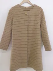 ◇ SHIPS シップス ウール アンゴラ混 長袖 ノーカラー コート サイズS ベージュ系 レディース メンズ P  【中古】 【1212120000122】