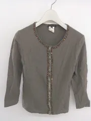 ◇ ICB アイシービー ビーズ 七分袖 ニット カーディガン サイズS ブラウン レディース P  【1212100001361】