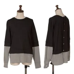 ズッカzucca シャツ切替デザイン後ろ開きニットカーディガン 黒グレーM
