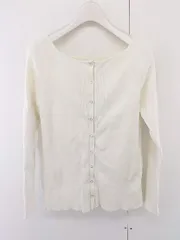 ◇ NATURAL BEAUTY BASIC コットンニット 長袖 カーディガン サイズM アイボリー系 レディース P  【中古】 【1212120001006】