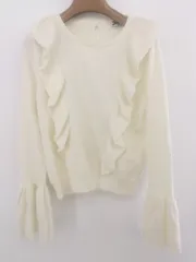 ◇ Supreme.La.La. シュープリーム ララ フリル フレアスリーブ 長袖 ニット セーター サイズ M オフホワイト レディース P  【中古】 【1212120000368】