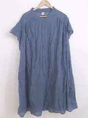 ◇ zootie ズーティー バンドカラー 半袖 膝下丈 ワンピース サイズF ブルーグレー系 レディース P  【1212130000952】