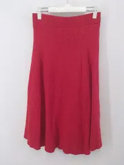 ◇ Mila Owen ミラ オーウェン ロング リブ ニット フレア スカート サイズ0 レッド レディース P  【1212130001935】