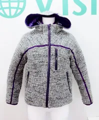 【191713】MACPHEE マカフィー  ツイードジャケット インナーリバーシブルダウン  38 グレー/パープル/イエロー