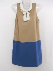 ◇ grammes nano universe ナノ ユニバース ノースリーブ 膝丈 ワンピース キャメル ブルー レディース P  【中古】 【1212130004639】のサムネイル