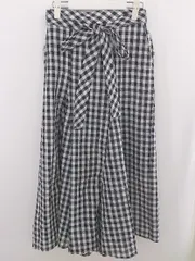 ◇ &.NOSTALGIA ノスタルジア チェック ロング フレア スカート サイズM-L ブラック ホワイト レディース P  【中古】 【1212140001468】