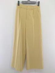 ◇ nano universe ナノ ユニバース センタープレス ワイド パンツ サイズ 縦S 横S- イエロー レディース P  【1212140001277】