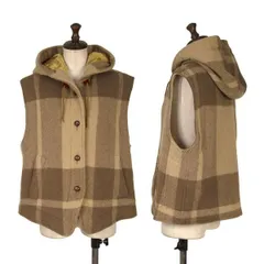 エンポリオアルマーニEMPORIO ARMANI チェックウールフードベスト ベージュ薄茶42