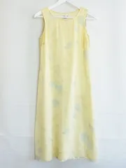 【201208】Talbots タルボット  シルク　ノースリーブ　ロングワンピース　花柄  2 イエロー系