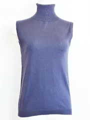 【201268】Spick & Span スピック＆スパン  タートルネック　ノースリーブ　コットンニットセーター ネイビー系