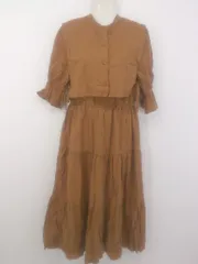 ◇ w closet ダブルクローゼット ワンピース ベスト アンサンブル サイズF キャメル系 レディース P  【1212140001888】
