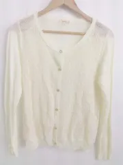 ◇ HusHusH ハッシュアッシュ 花柄 長袖 ニット カーディガン サイズ3 アイボリー系 レディース P  【中古】 【1212140005978】