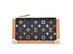 極美品 LOUIS VUITTON ルイヴィトン ポシェットクレ コインケース モノグラムマルチカラー 村上隆 M92654 ノワール ゴールド金具 中古 4b008613