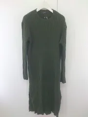 ◇ green label relaxing UNITED ARROWS コットン リブニット 長袖 膝下丈 ワンピース カーキ系 レディース P  【中古】 【1212140007040】