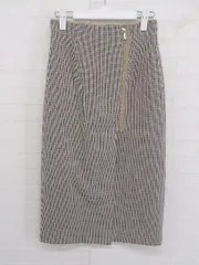 ◇ NOBLE ノーブル チェック ロング タイト ラップ 巻き スカート サイズ34 ブラック ベージュ レディース P  【中古】 【1212150002387】