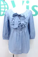 【201605】NARA CAMICIE ナラカミーチェ  フリル×リボン 7分袖 プルオーバーブラウス  0