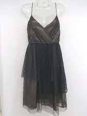 ◇ MERCURYDUO マーキュリーデュオ 水玉 ドット チュール 膝丈 キャミソール ワンピース サイズ F ブラック レディース P  【1212150003759】のサムネイル