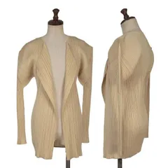 プリーツプリーズPLEATS PLEASE ボタンレスロングカーディガン  ベージュ3