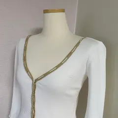 バーバリー 白 Vネック Tシャツ (38)