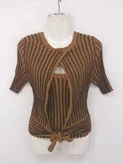 ◇ TORRAZZODONNA トラッツォドンナ ストライプ キャミソール カーディガン アンサンブル ブラウン レディース P  【1212150006743】