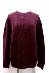 【200626】ESTNATION エストネーション  クルーネック 長袖ミックスニット セーター  M ボルドー系