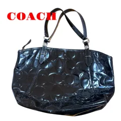 コーチ　トートバッグ　エナメル　18753 ブラック　シグネチャー ショルダーバッグ