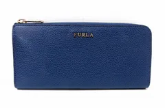 【201003】FURLA フルラ  L字ファスナー　レザー長財布 ネイビー