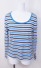 【201205】TOMMY HILFIGER トミーヒルフィガー  100％コットン　ボーダーロンT  L ブルー系