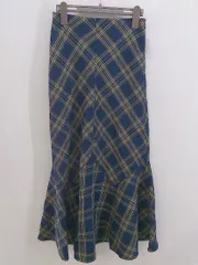 ◇ Heather ヘザー チェック ロング マーメイド スカート サイズS ネイビー イエロー系 マルチ レディース P  【1212190000848】